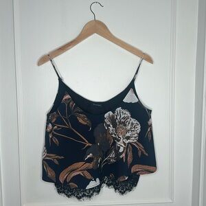 Floral Tank Top with Lace Detailing